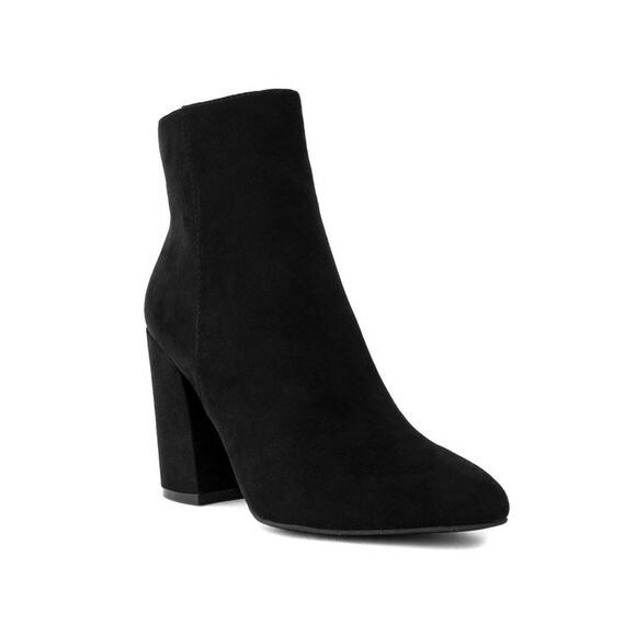 SUGAR Shoes - SUGAR Womens Black Comfort Evvie Pointed Toe Block Heel Zip-Up Booties 8 M